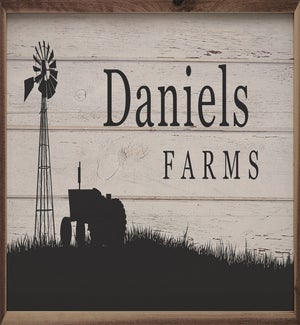 Personalized Name Farms Windmill Tractor Whitewash